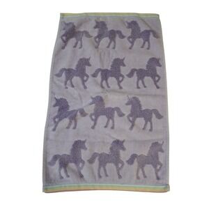 Caro Kids 2 Hand Towels Purple  Whimsical‎ Unicorn Jacquard Weave Terry Cloth